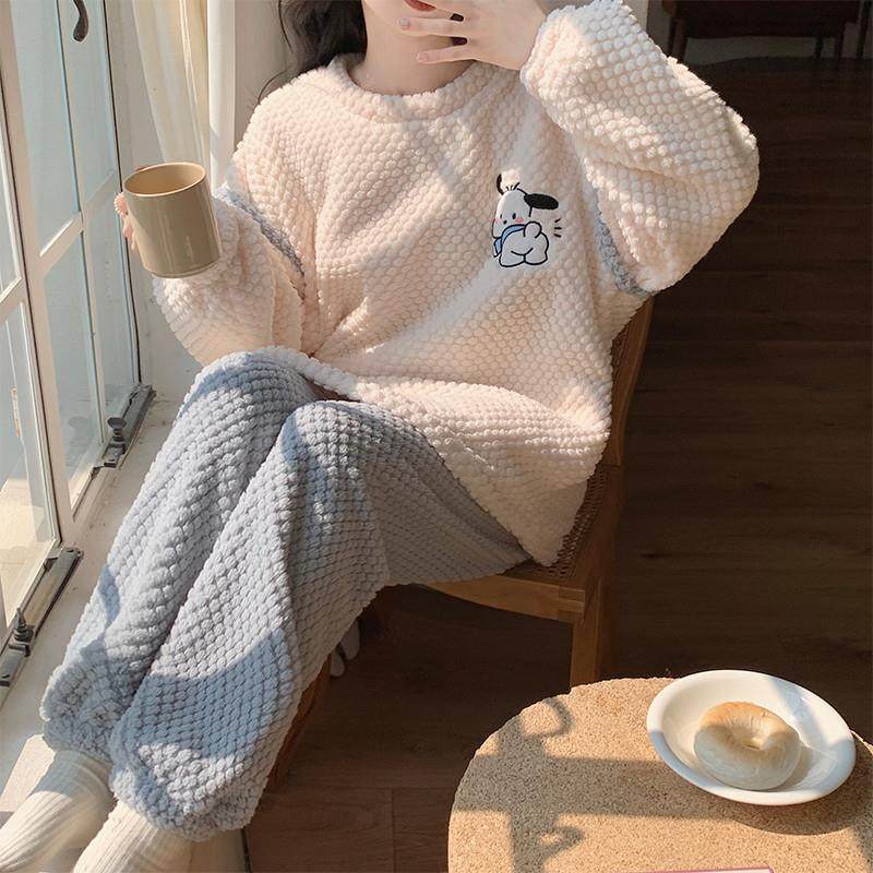 珊瑚绒睡衣女款冬季加绒加厚卡通小狗2024新款法兰绒秋冬款家居服,女士内衣/男士内衣/家居服,睡衣/家居服套装,淘宝优惠券,粉丝福利购,淘宝优惠卷