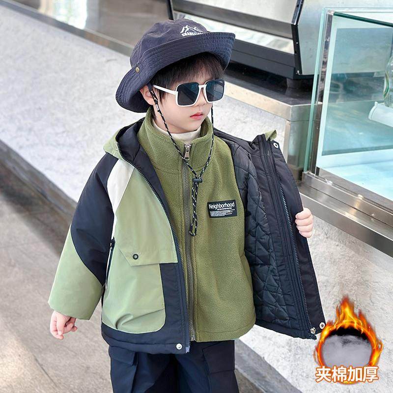 男童外套秋冬装加厚三合一儿童冲锋衣2025新款男宝宝连帽防风上衣,童装/婴儿装/亲子装,普通外套,淘宝优惠券,粉丝福利购,淘宝优惠卷