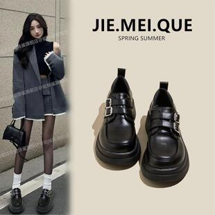 小皮鞋女款英伦风2025新款秋冬加绒jk配裙子乐福鞋百搭厚底女鞋子