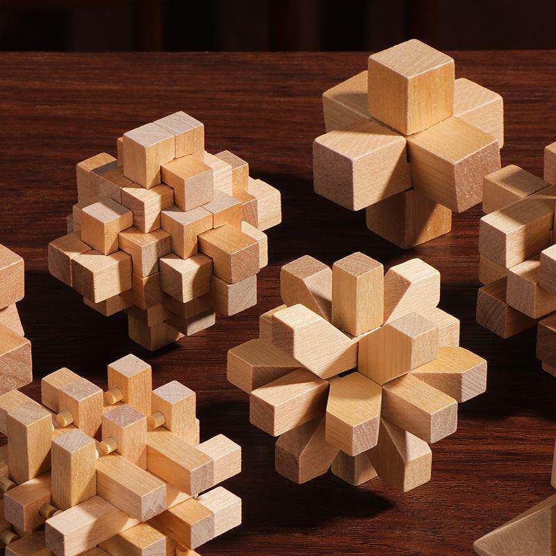 三通 十字架 鲁班锁孔明锁榉木儿童动脑益智玩具木制6岁学生高中