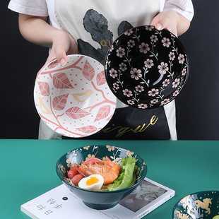 釉下彩网红创意大碗海碗泡面碗单个家用大号拉面碗汤碗沙拉斗笠碗