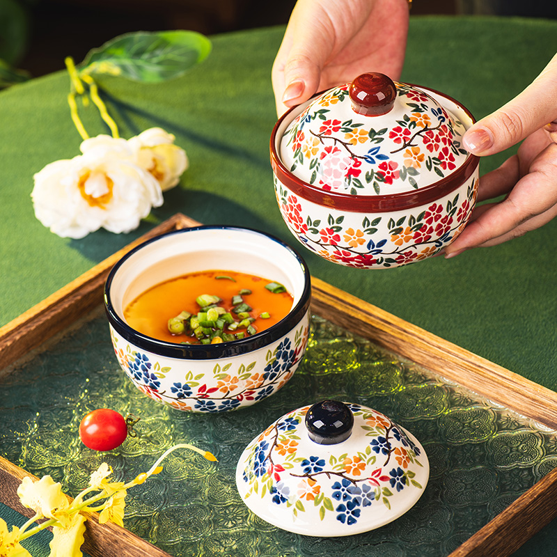 复古手绘陶瓷瓦罐炖汤双耳炖盅