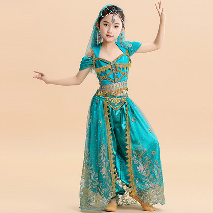 新款儿童肚皮舞茉莉公主服装女童印度舞阿拉丁神灯印度公主表演服