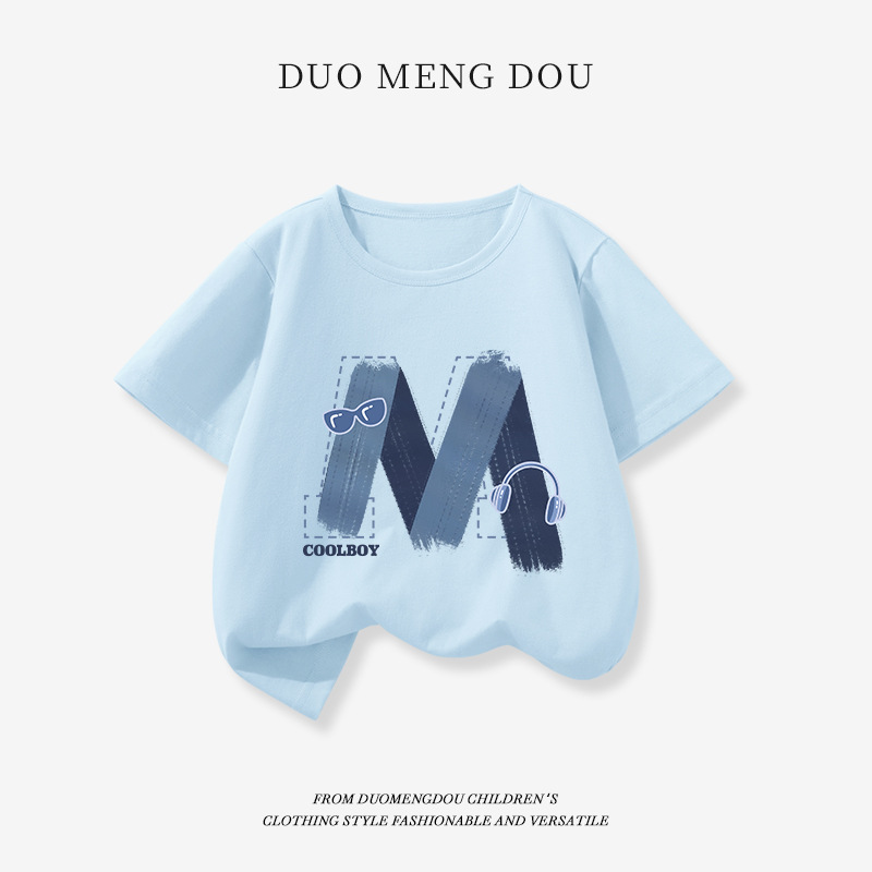 哆萌豆童装男童短袖t恤2025夏季儿童薄款半袖中大童男孩洋气夏装
