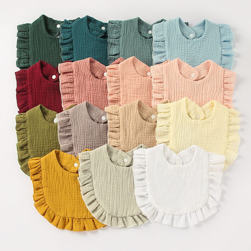 Baby Boy Girls Burp Cloths Lace Bibs Soft Cotton Adjustable