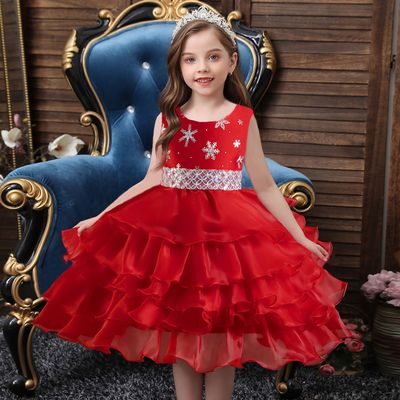 欧美热销儿童礼服万圣节圣诞节连衣裙中小童欧根纱蛋糕蓬蓬裙