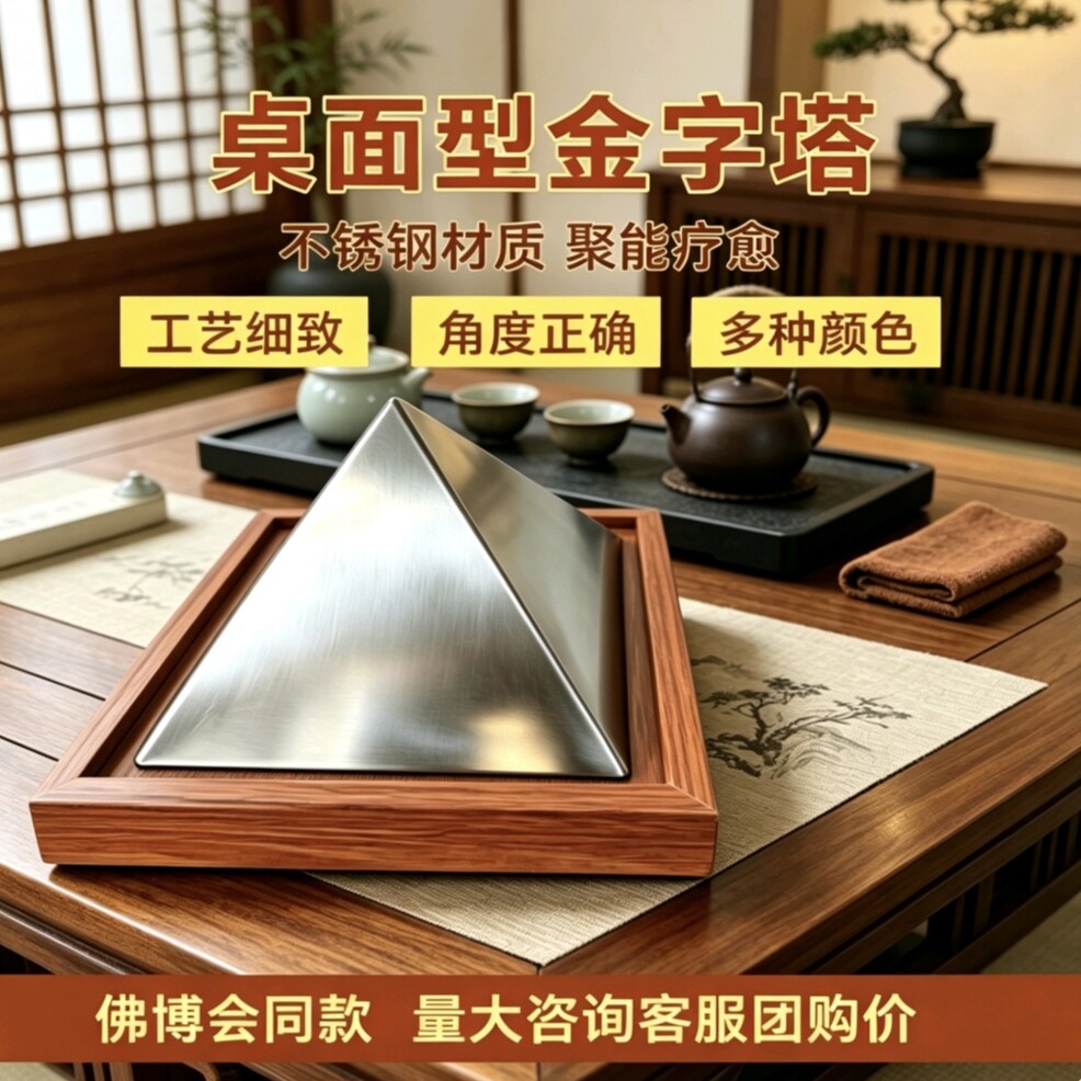 胡夫金字塔摆件磁场头戴金字塔帽子居家办公室风水摆件纯手工艺