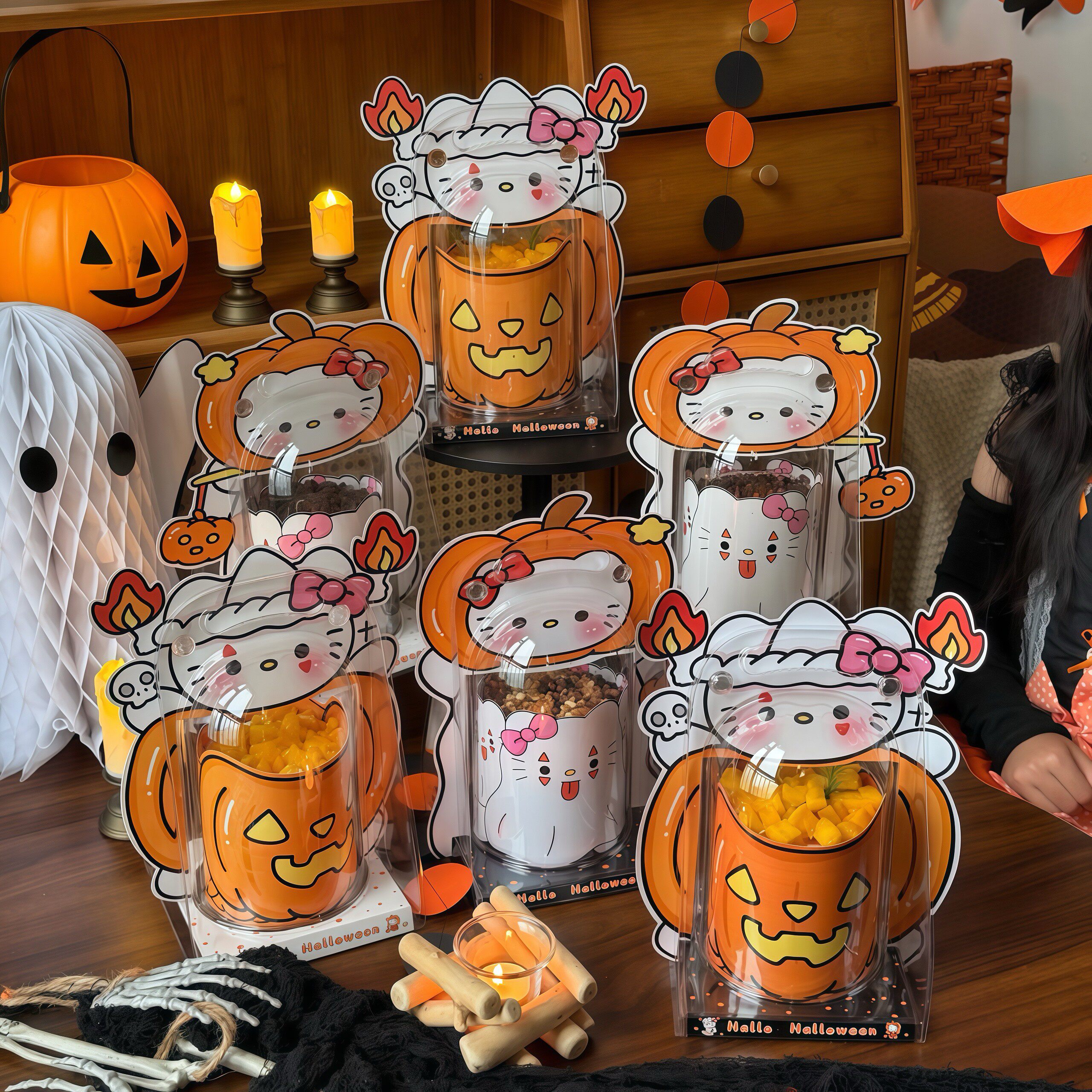 抱抱酱万圣节南瓜灯儿童道具灯笼糖果袋南瓜桶装饰手提篮子配饰