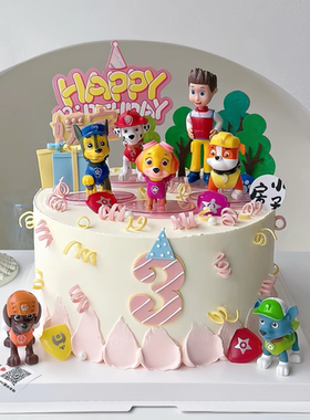 网红狗狗队长生日蛋糕插牌