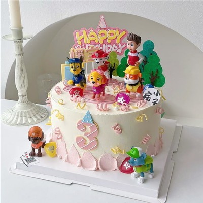 狗狗队长巡逻队小狗烘焙蛋糕装饰摆件儿童周岁生日男孩派对插牌