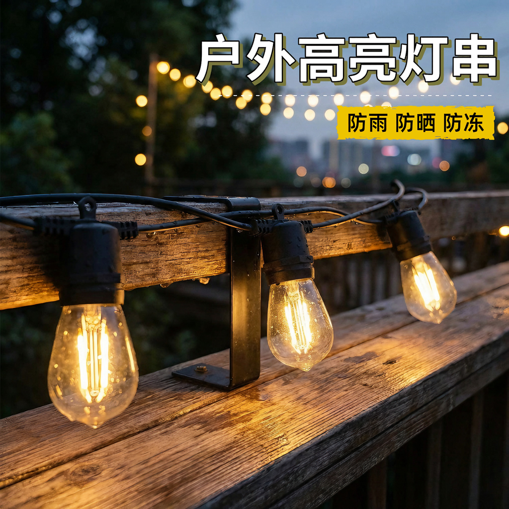 户外防水灯串高亮灯泡彩灯串灯露营氛围灯节日布置民宿庭院装饰灯