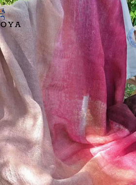 SHAOYA羊绒披肩手绘油画围巾女春夏季薄款长巾办公室外搭丝巾礼物