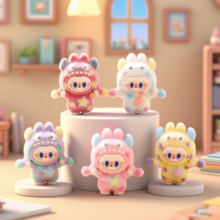 可爱植绒波点怪兽萌粒手办创意桌面装 饰小摆件挂件潮玩礼物玩具