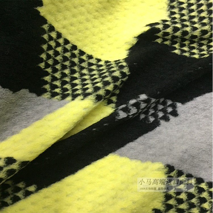 欧美高端立体提花针织羊毛料羊绒厚秋冬面料羊绒大衣进口服装布料