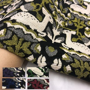 欧美卡通立体双面亚麻提花织锦缎刺绣春秋连衣裙面料进口服装布料