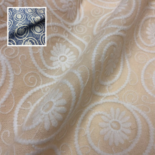 意产柔软蓬松镂弹力针织羊绒羊毛复合蕾丝刺绣面料进口服装布料