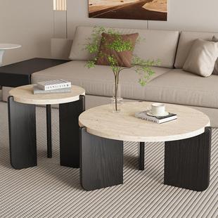 岩板客厅家用奶油咖啡北欧民宿出租屋实木极简时尚 百搭简约茶几