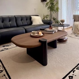 中古风极简实木意式复古高级感现代简约小户型客厅家用桌茶几组合