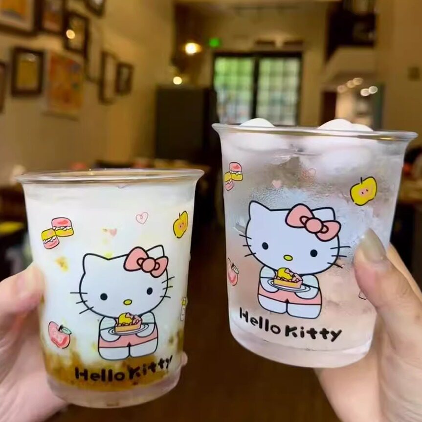 kt玻璃杯高颜值可爱猫杯家用咖啡饮料杯学生宿舍可爱少女心牛奶杯
