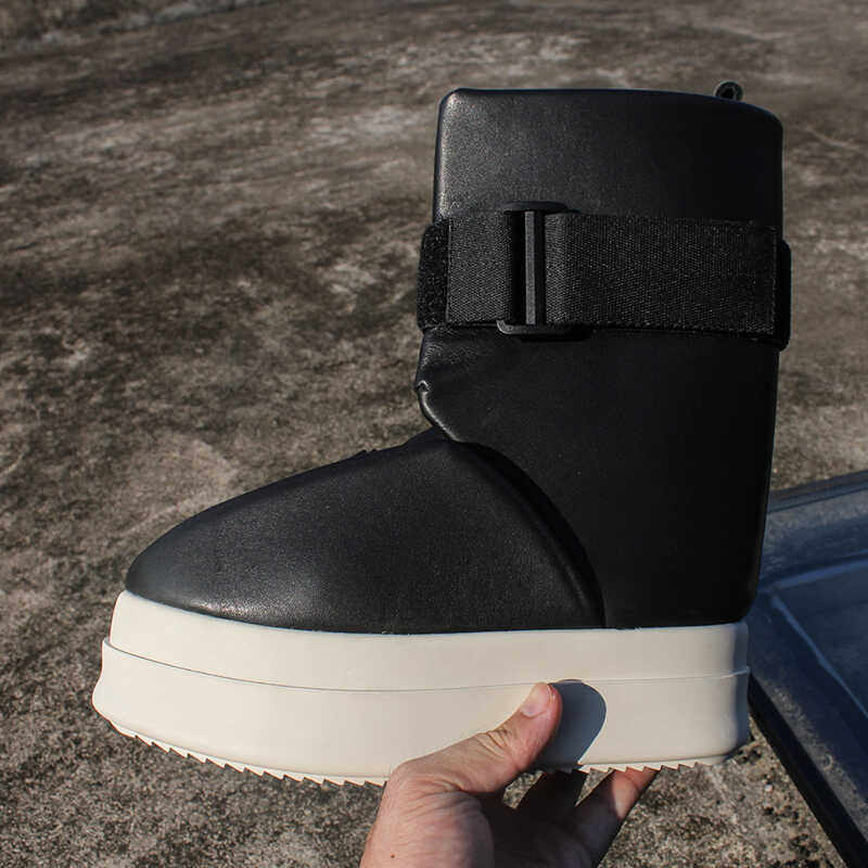 thumbnail for Personality trend fashion fracture boots plaster boots men's RO dark wind high-top cowhide thick-soled heightened plaster boots high