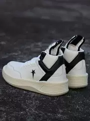 Ro Collaboration High-Top Shoes for Men, Genuine Leather Rick New Thick-Soled Height-Increasing Couple Shoes, Sneakers, Short Boots for Women, High Street Fashion, Large Size