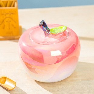 陶瓷家居苹果摆件 家庭工艺品客厅摆设装饰品 糖果罐大号储物罐