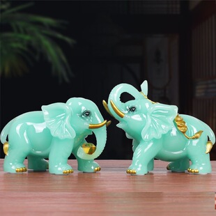 招财大象摆件 风水镇宅象一对家居客厅吉象装饰 乔迁新居开业礼品