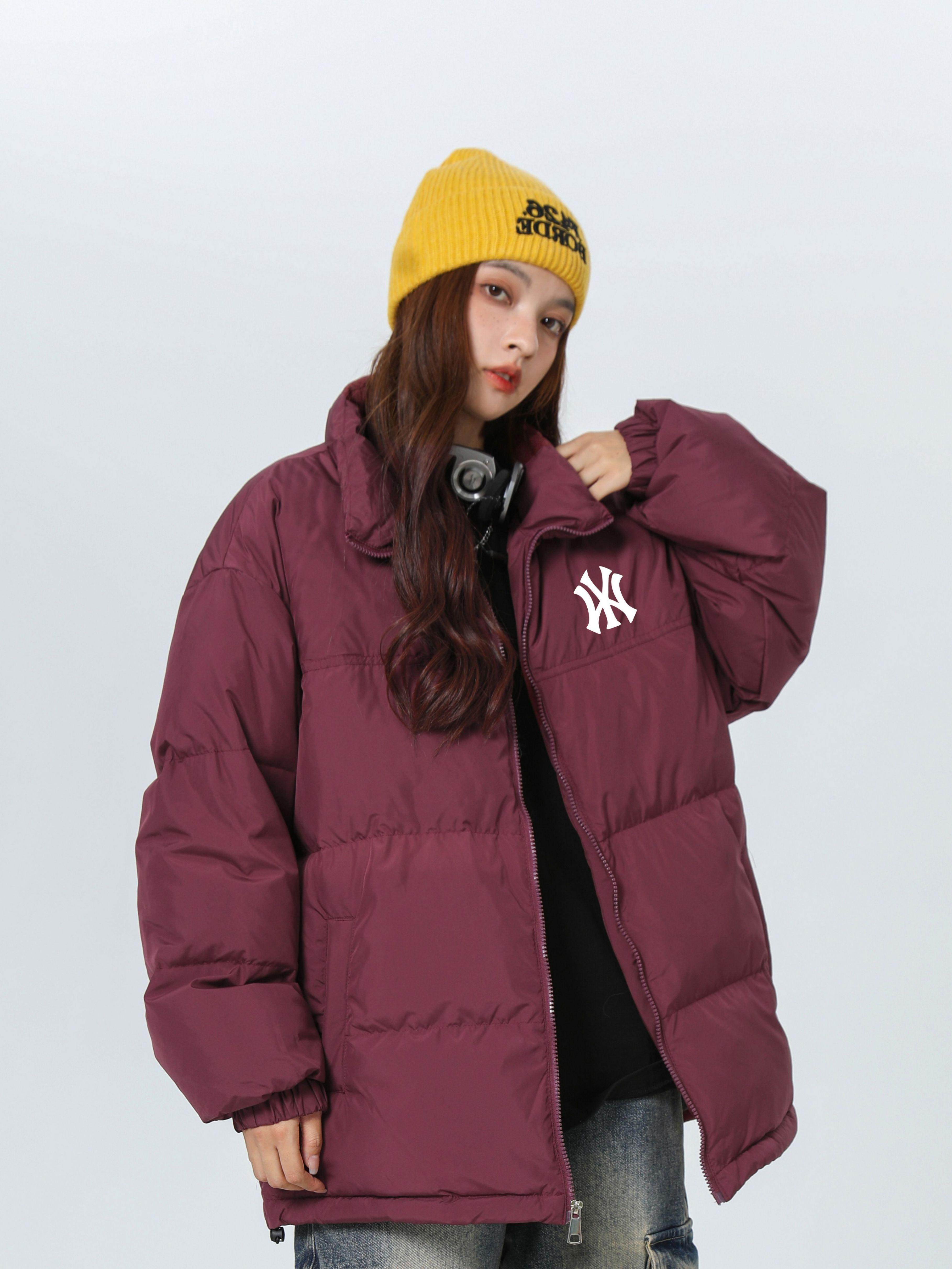 MLBINCLEA 화이트 오리 자켓 남성과 여성을위한 2024 겨울 두꺼운 새로운 솔리드 컬러 스탠드 칼라 커플 자켓