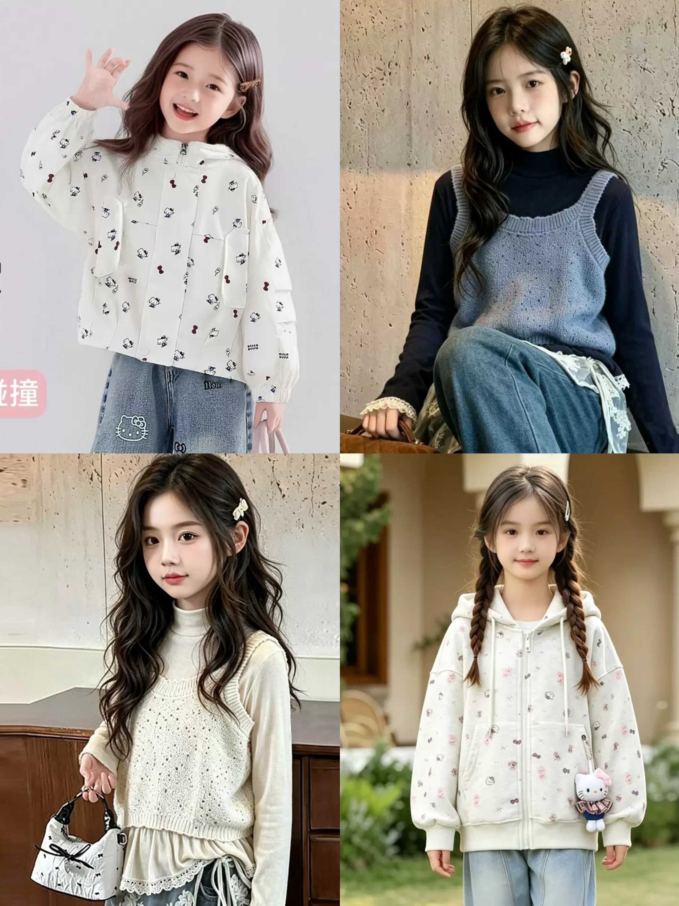 26新款秋季女中大童外套裤子马甲套装