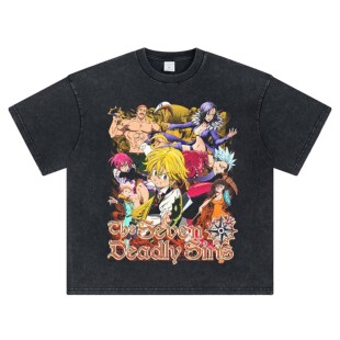 七つの大罪 七大罪漫画短袖二次元Meliodas印花T恤班戴安傲慢愤怒