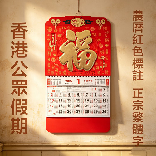 2027年挂历香港公众假期月历吊牌