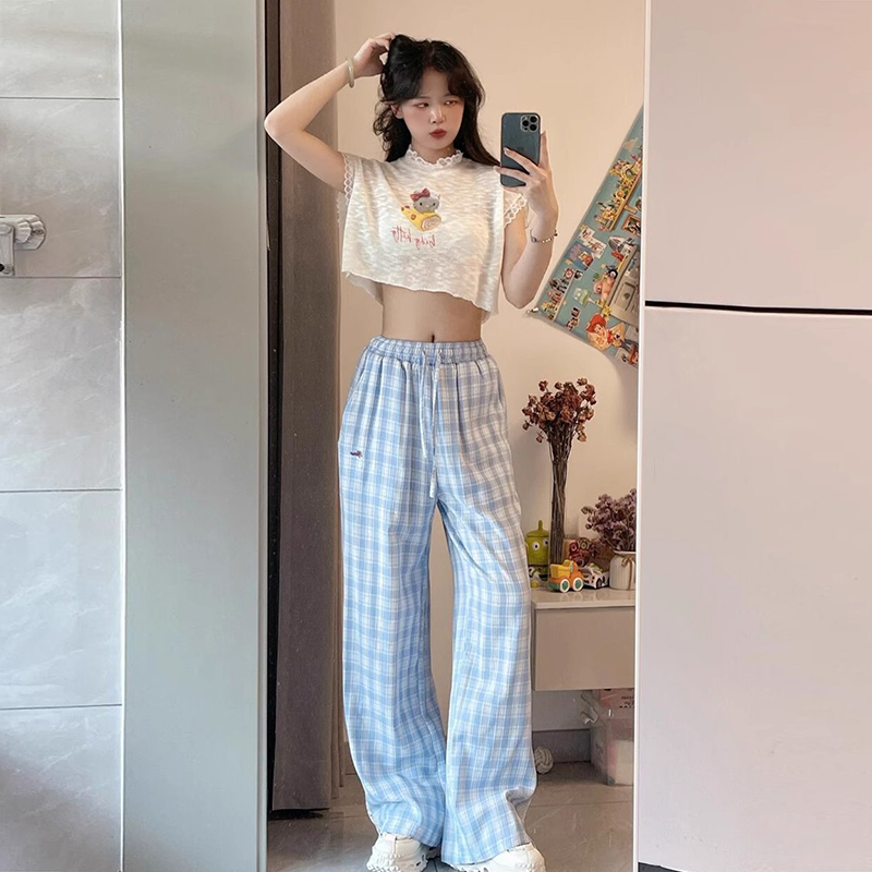 韩系蕾丝花边拼接短袖女