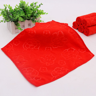 结婚回礼大红色非纯棉不掉色方巾压花双喜字手帕喜帕婚庆毛巾礼盒