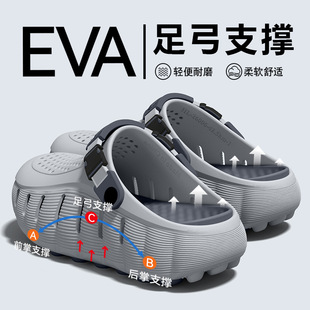 踩屎感洞洞鞋男士2026夏季新款外穿防滑防臭耐磨足弓支撑eva拖鞋