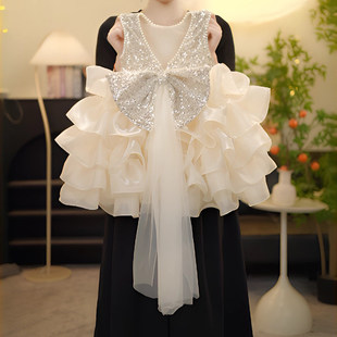 绝美一周岁女宝宝生日宴蓬蓬裙派对礼服高端洋气女童公主裙香槟色