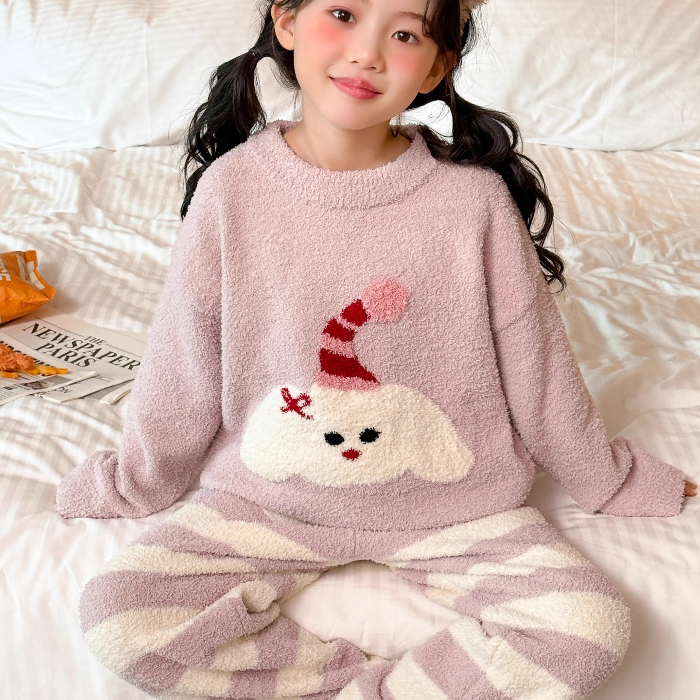 女童睡衣2025新款大童儿童珊瑚绒保暖套装秋冬季女孩法兰绒家居服