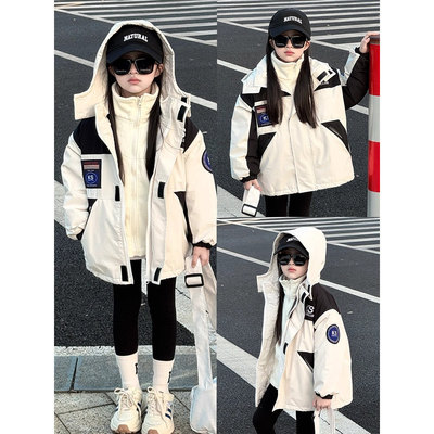 女童冲锋衣三合一可拆卸秋冬2025新款女大童加绒加厚外套冬装风衣