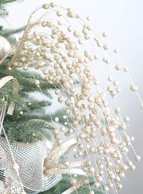 BG创意闪香槟闪银圆珠插枝花艺垂挂配饰创意圣诞树装饰材料DIY