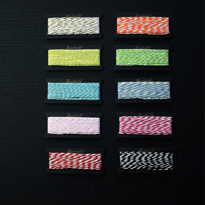 BG北欧INS风多彩间色棉绳粉绿桔红黑白棉线蜡皮绳礼品礼物装饰绳