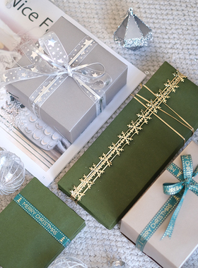 圣诞礼物包装纸圣诞摆件堆头装饰珠光金银灰色绿色系礼物包装DIY