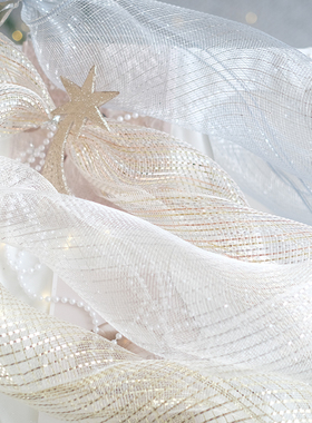 BG DESIGN圣诞树宽网纱欧美风圣诞装饰网红渔网纱圣诞丝带DIY材料