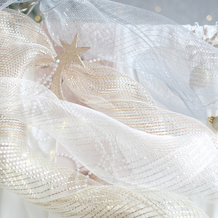 饰网红渔网纱圣诞丝带DIY材料 DESIGN圣诞树宽网纱欧美风圣诞装