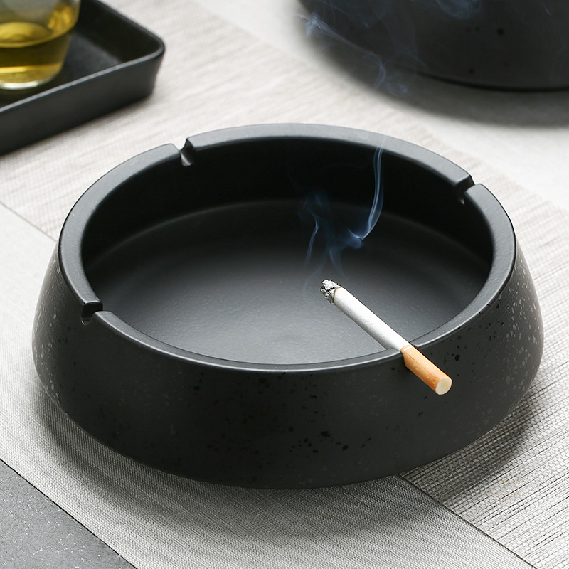 瓷彩美 创意浮雕陶瓷烟灰缸大号复古家用客厅办公室加厚型烟灰缸