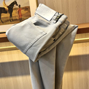 弹力斜纹肌理灰白色牛仔裤 夏 男士 时尚 新标杆 8758 直筒休闲裤