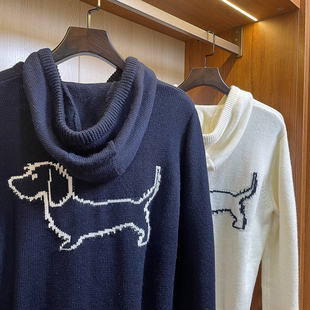 拉链连帽加厚外套男 tb四道杠后背小狗羊毛针织衫 减龄buff叠满