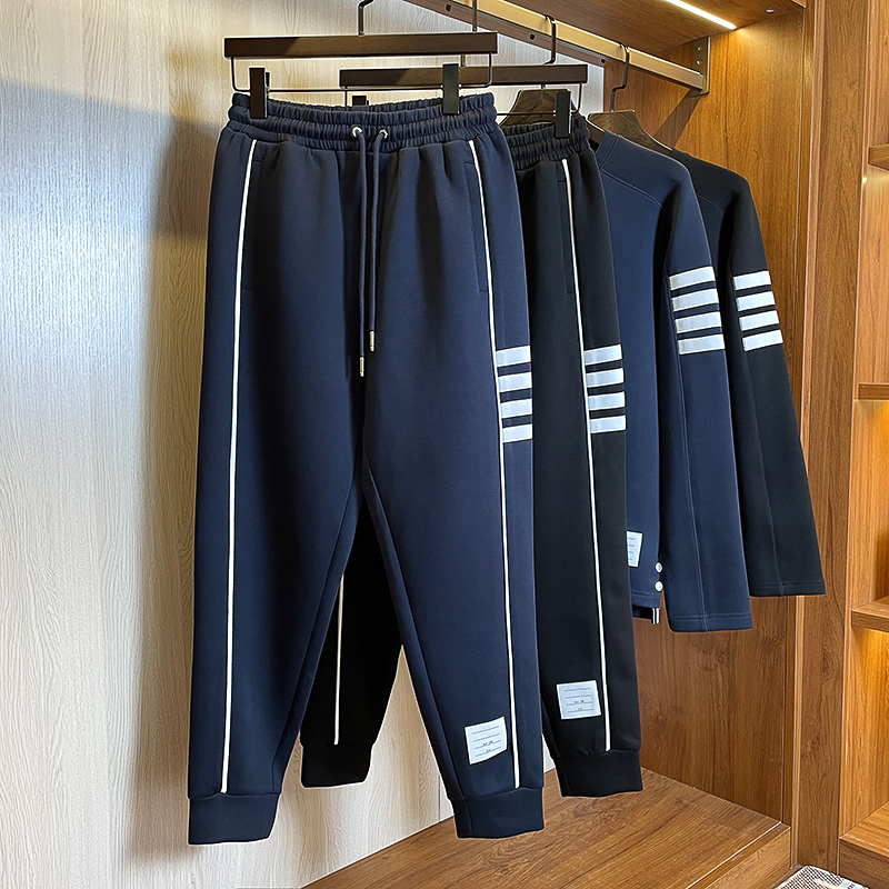 五明治空气层tb四杠束脚休闲裤男