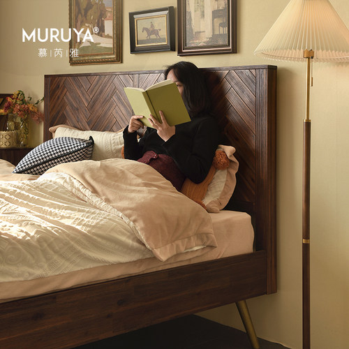 复古实木床1.8/1.5米轻奢双人床