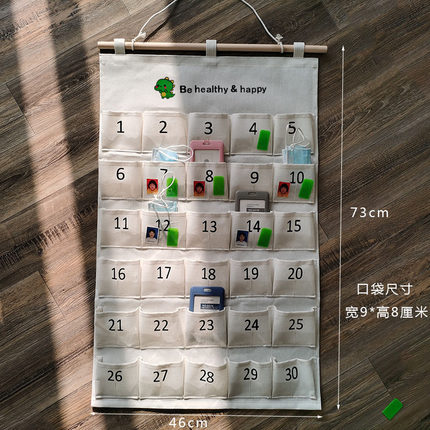 透明双层接送卡收纳袋药代帆布可插照片标记储物袋吸汗巾墙挂袋