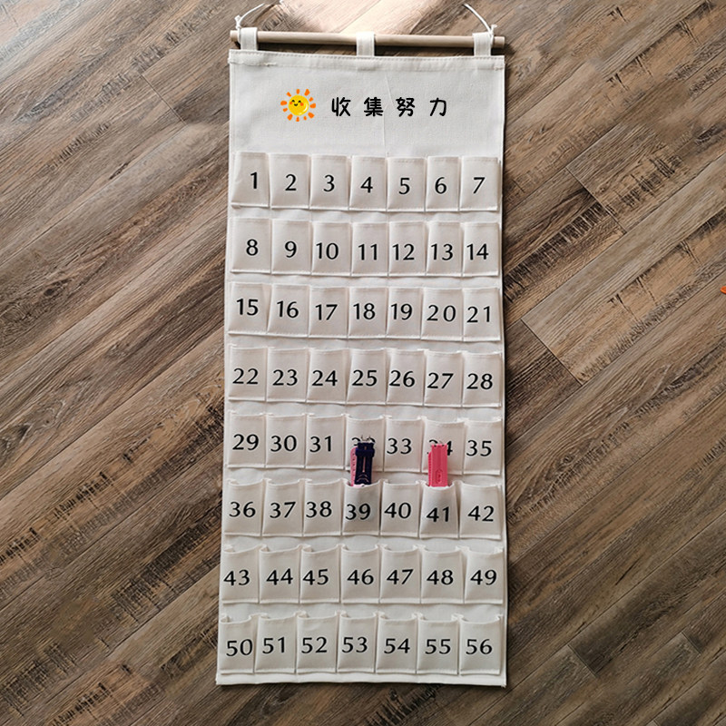 壁挂式学生笔芯储物袋书签钥匙电话手表收纳袋帆布记录打卡墙挂袋
