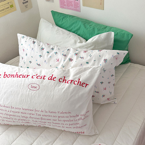 【枕套1个】 清爽多巴胺小花枕头套纯棉单人尺寸 48*74全棉枕皮